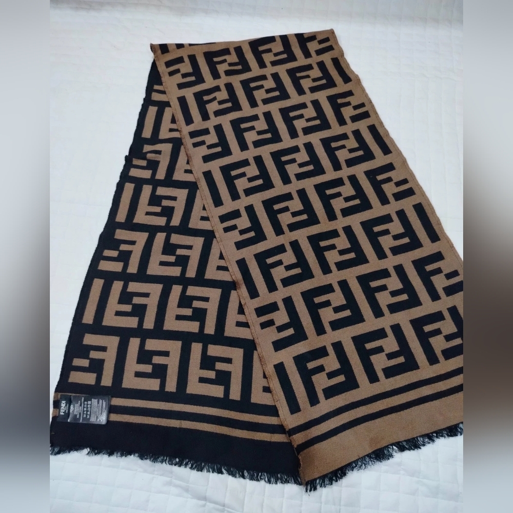 Fendi Black and Brown Monogram Scarf